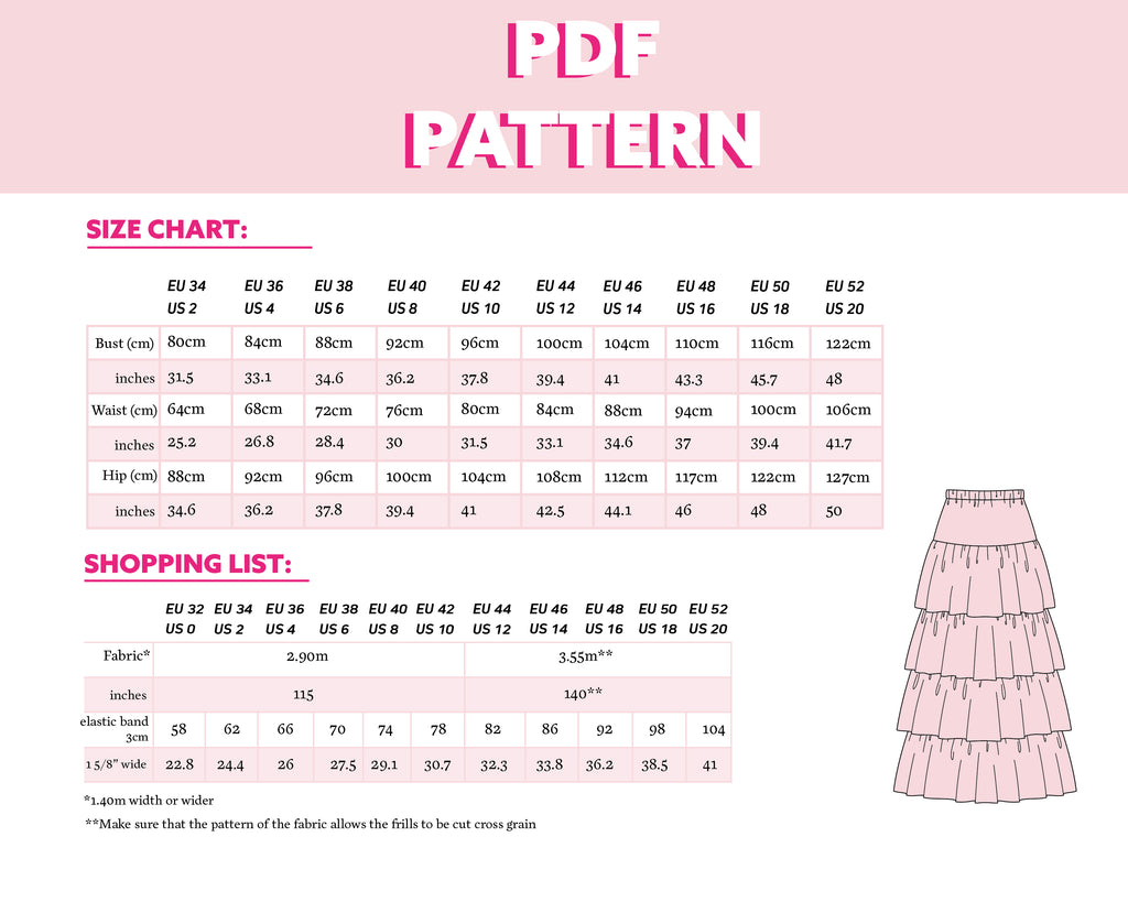 Free Sewing Pattern Penelope Tiered Frill Midi Skirt – Studio Rosado